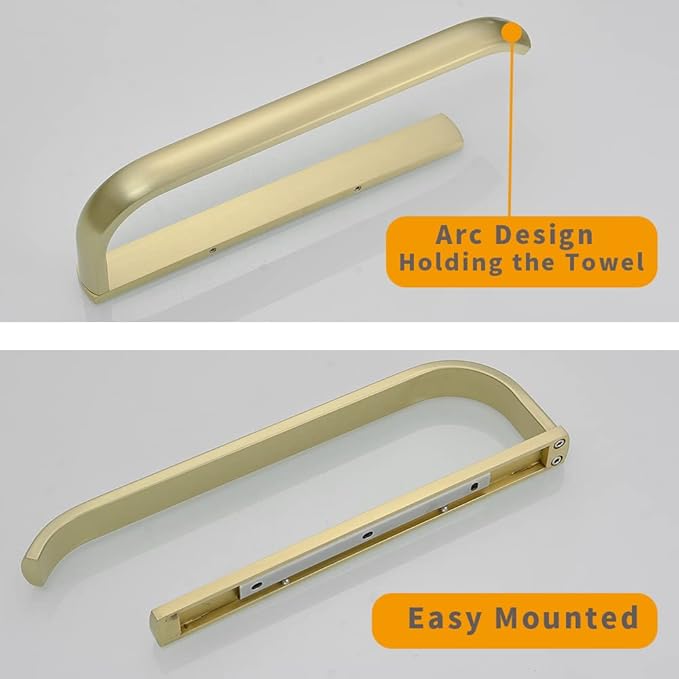 BESy Brass Hand Towel Bar for Bathroom Brushed Gold, Rustproof Wall Mounted Towel Rack Hanger Bathroom Hardware Accessories Towel Holder 12 Inch-NeatNest