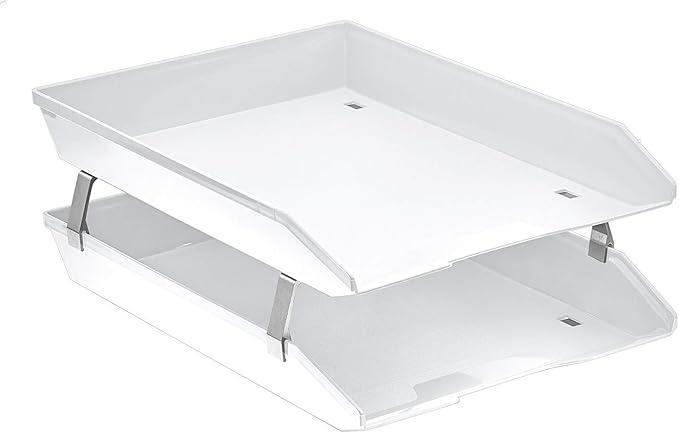 Acrimet Facility 2 Tier Letter Tray, Front Load, Letter Size/A4, Desktop File Organizer, Plastic (White Color)-NeatNest