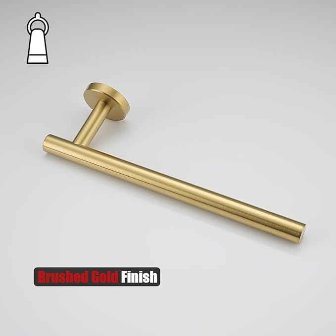 JQK Hand Towel Bar Gold, 10 Inch Thicken 0.8mm 304 Stainless Steel Bathroom Hand Towel Holder, 9 Inch Useable Length Wall Mount, Brushed Gold, THH110L9-BG