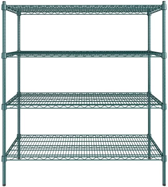 24" x 48" NSF Green Epoxy 4-Shelf Kit with 54" Posts, Heavy Duty Storage Shelving, Wire Shelving Kit, NSF Commercial Storage Rack Unit
