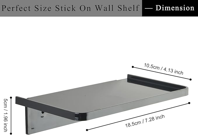 Acrylic Floating Wall Shelves - Small Stick-on Wall Mounted Phone Shelf Holder Wipes Rack Smart Speaker Shelf for Bathroom,Kitchen,Toilet,Bedroom,Office - Black