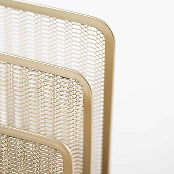 BLU MONACO Gold Mail Organizer for Desk - Mail Holder Countertop - Gold Metal Mesh Letter Sorter & Envelope Holder-NeatNest