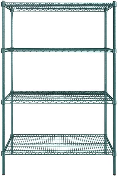 24" x 42" NSF Green Epoxy 4-Shelf Kit with 64" Posts, Heavy Duty Storage Shelving, Wire Shelving Kit, NSF Commercial Storage Rack Unit