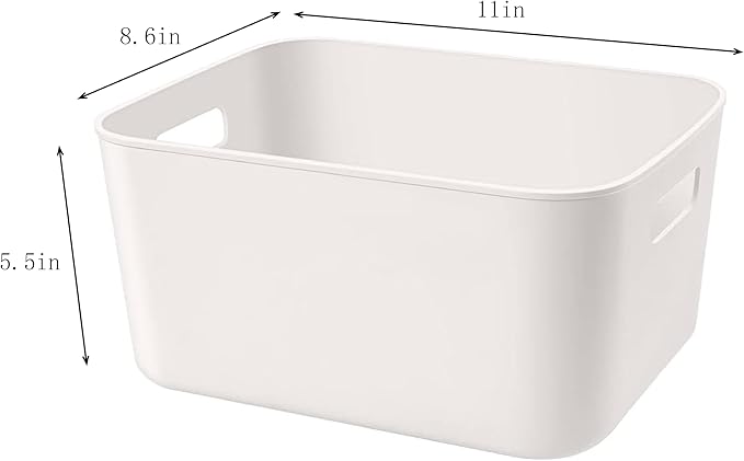 Set Of 2 Plastic Storage Bins,10.5×8×5.5" Versatile Kitchen Pantry Organization and Storage,for Plastic Storage Container Under Bed,Under Sink Bathroom Organizer (2 Pack Medium, White)-NeatNest