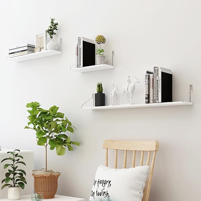 Dixiao 3Pack Wall Mounted Floating Shelves, White Shelves for Bedroom Modern Home Decor Wall Shelf (White, 30 * 15 * 1.5cm)-NeatNest