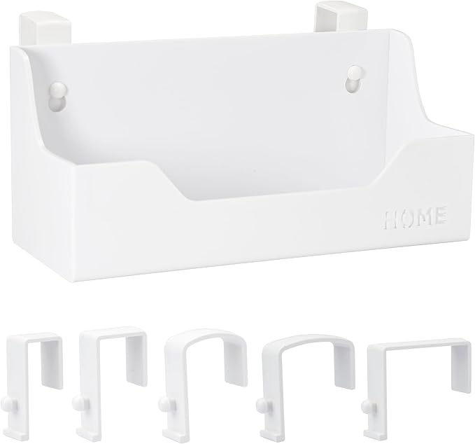 Bedside Caddy Hanging Storage Basket Little Size Plastic Beside Shelf Hang-on Storage Organizer for Collage Dorm Bunk Bed,Changing Table - Bedroom Essentials for Phone,Mini Speaker,Tissues (White)-NeatNest