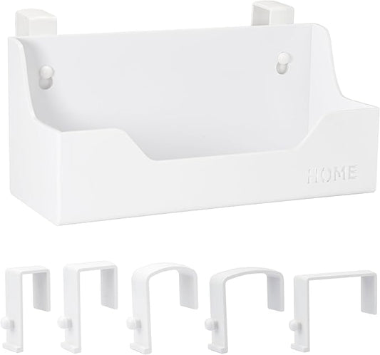 Bedside Caddy Hanging Storage Basket Little Size Plastic Beside Shelf Hang-on Storage Organizer for Collage Dorm Bunk Bed,Changing Table - Bedroom Essentials for Phone,Mini Speaker,Tissues (White)-NeatNest