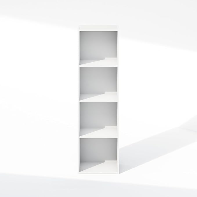 Furinno Reed 4-Tier Open Shelf Multipurpose Closet Storage, Storage Organizer, White-NeatNest