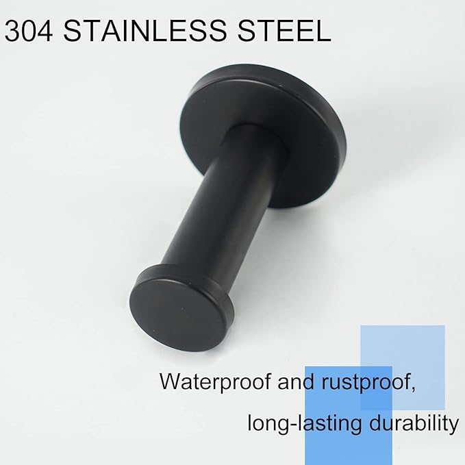 Bath Towel Hooks, 10 Pack Round Coat Hooks, Sturdy Wall Mounted Robe Hook, SUS 304 Stainless Steel Heavy Duty Clothes Hanger, Wall Towel Hooks for Bathroom Bedroom Kitchen(3 in, Black)