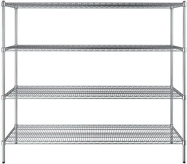 21" x 72" NSF Chrome 4-Shelf Kit with 64" Posts, Heavy Duty Storage Shelving, Wire Shelving Kit, NSF Commercial Storage Rack Unit