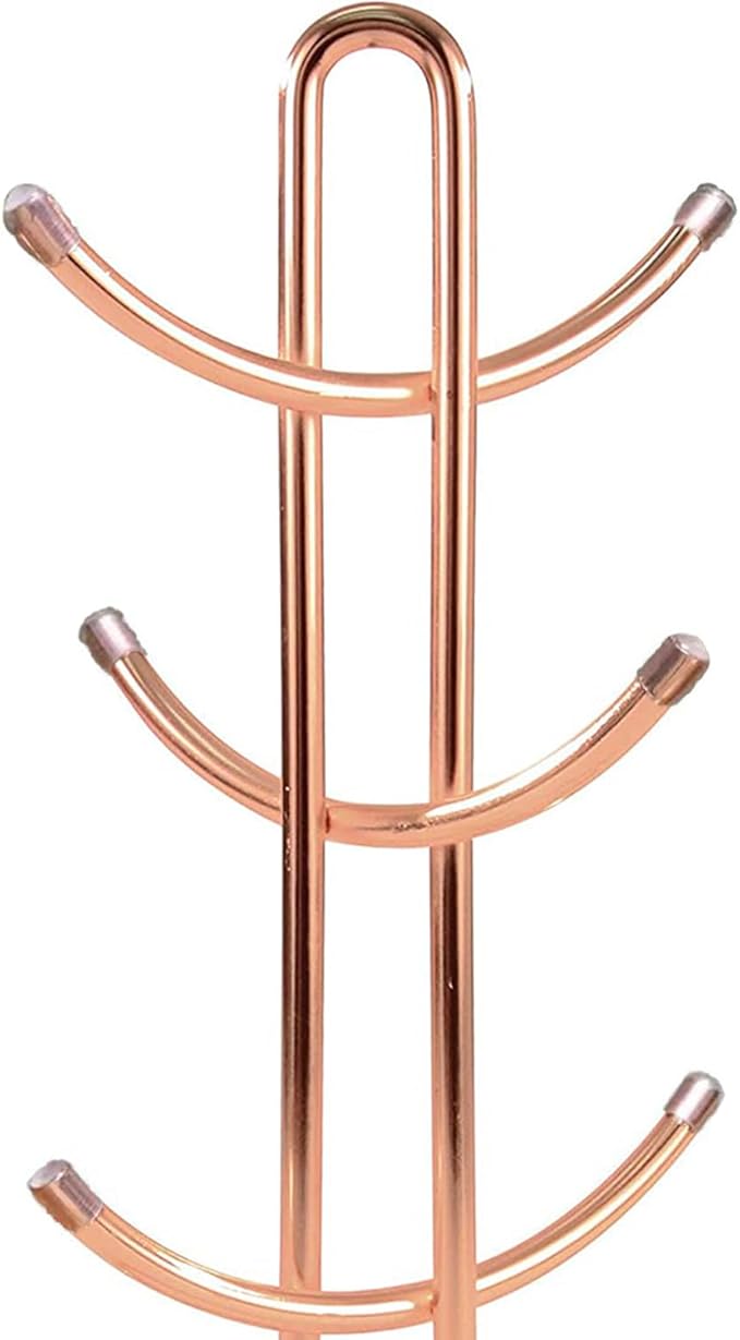 FitWell Coffee Mugs Holder, Mug Tree, Mug Organizer for Cabinet, Mug Stand, Coffee & Tea Cup Storage Rack (Copper, 8 Mugs Holder (17.5" H))-NeatNest
