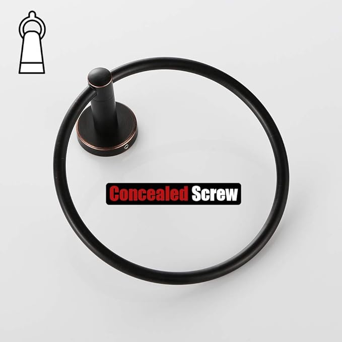 JQK Towel Ring Oil Rubbed Bronze, Stainless Steel Hand Towel Holder for Bathroom, ORB Wall Mount, TR130-ORB