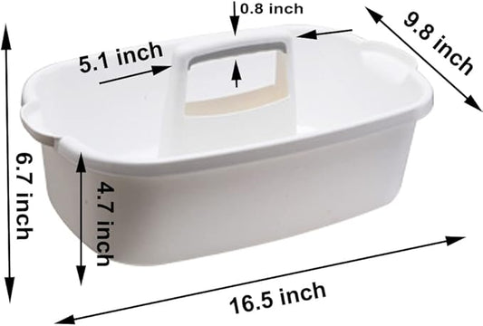 Cleaning Supplies Caddy, Large Plastic Shower Caddy Basket with Handle, Portable Cleaning Tool Storage Tote for Dorm, Bath, Pantry (grey, White, blue) (White)-NeatNest