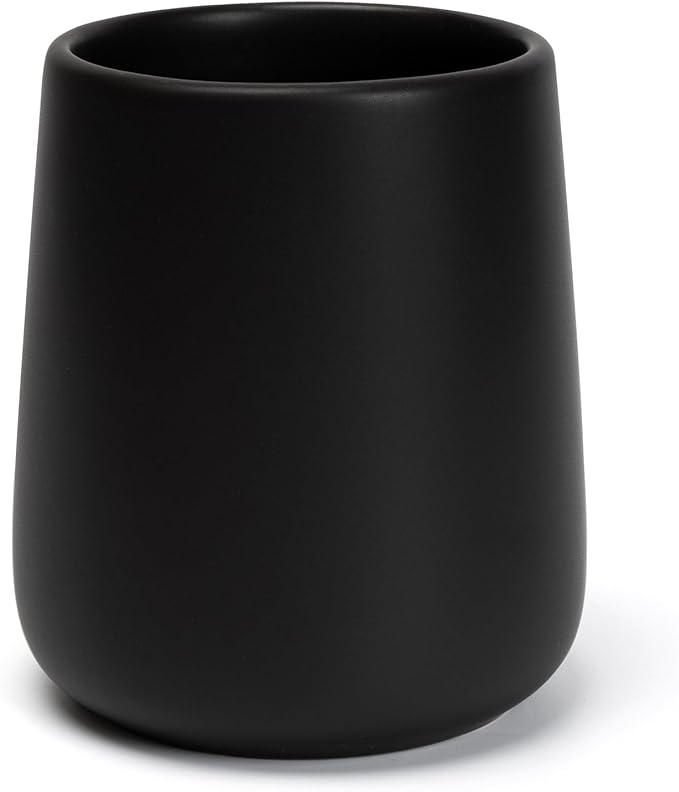Bathroom Tumbler Cup Ceramic 13.5oz Reusable Toothbrush Cup 400ml, Toothbrush Holder Adequate for Your Bathroom (Black Brown)