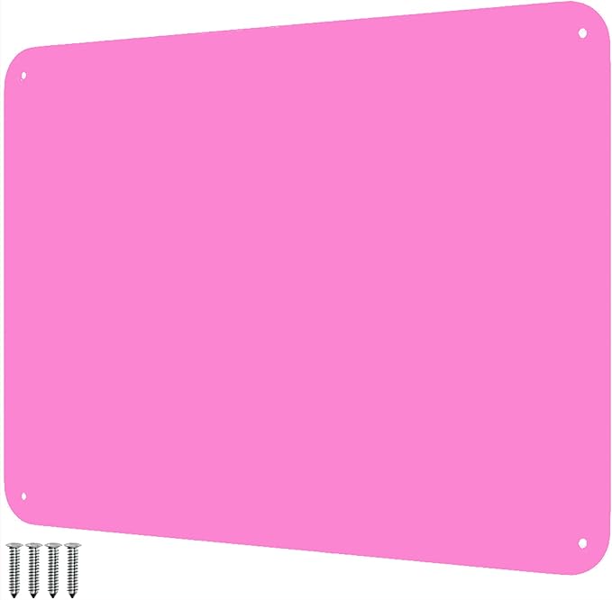9 inches x 6.5 inches Stainless Steel Plate for Magnets, 3M Adhesive Back, Mounting Screws, Ideal for Magnetic Shelf, Spice Holders, Fridge Magnets. Mount Anywhere! (Pink, 1 Pack)