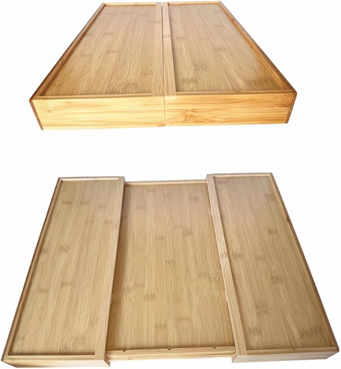 Adjustable Bamboo Drawer Organizer, Expandable Silverware Drawer Organizer, Large Cutlery Tray with Wooden Drawer Dividers for Flatware Organizing Kitchen Utensils Holder (6-8 Slots, Natural)-NeatNest