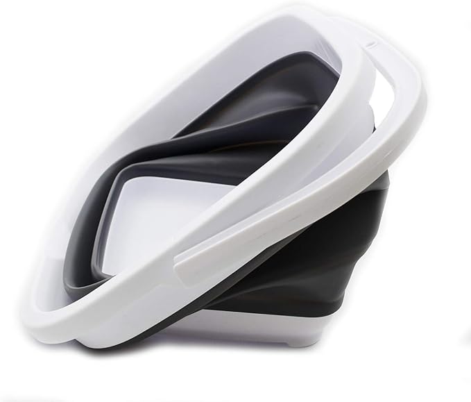 SAMMART 11L (2.9 Gallon) Collapsible Rectangular Handy Bucket (1, White/Grey)-NeatNest