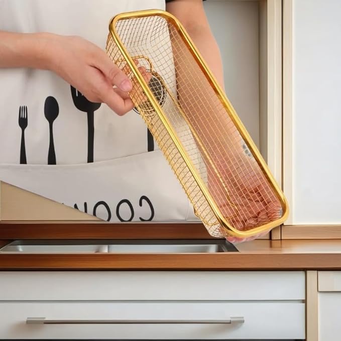 4-Pack Gold Flatware Organizer - Sturdy Mesh Design, Dishwasher-Safe & Easy-Clean Utensil Holder, Silverware Container Drawer Storage-NeatNest