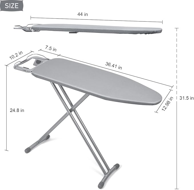 Duwee 12"x36" Ironing Board with Heat Resistant Cover and Thicken Felt Pad, Heavy Sturdy Legs