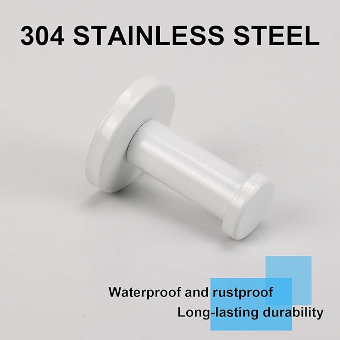 Bath Towel Hooks, 6 Pack Round Coat Hooks, Sturdy Wall Mounted Robe Hook, SUS 304 Stainless Steel Heavy Duty Clothes Hanger, Wall Towel Hooks for Bathroom Bedroom Kitchen (2 in, White)