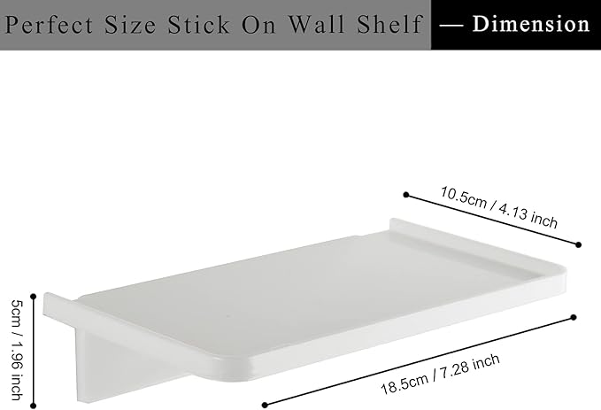 Acrylic Floating Wall Shelves - Small Stick-on Wall Mounted Phone Shelf Holder Wipes Rack Smart Speaker Shelf for Bathroom,Kitchen,Toilet,Bedroom,Office - White