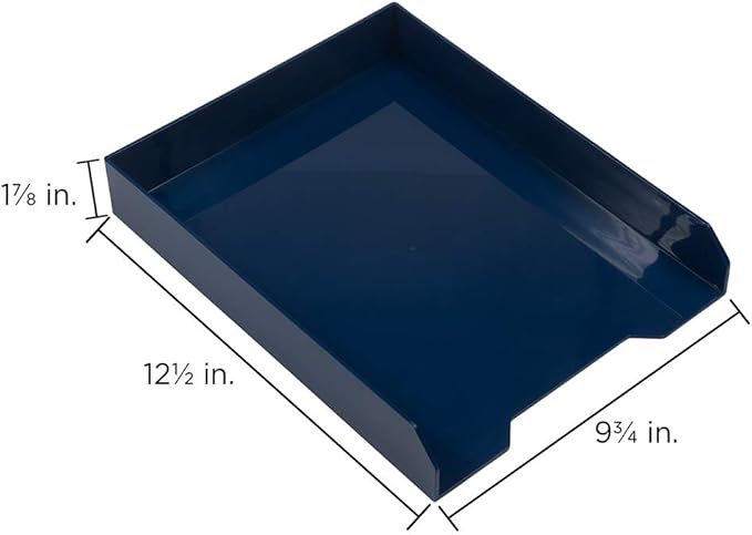 JAM PAPER Stackable Paper Trays - Navy Blue - Desktop Document, Letter, & File Organizer Tray - Sold Individually-NeatNest