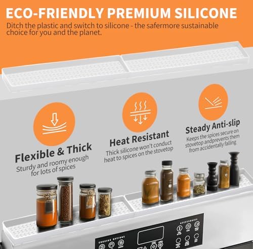 BFONS 30 Inch Silicone Magnetic Stove Top Shelf, Kitchen Over Stove Spice Rack Shelf Apartment Home Must Haves Kitchen Gadgets for Above Stovetop Seasoning Organization Storage (White)-NeatNest