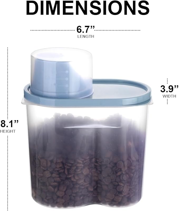 GreenJoy 2 Pack 2lb/2.5L Pet Food Storage Container with Measuring Cup, Can Covers and Bowl for Small Dog, Cat, Waterproof-BPA Free (Pink 1.8L)-NeatNest