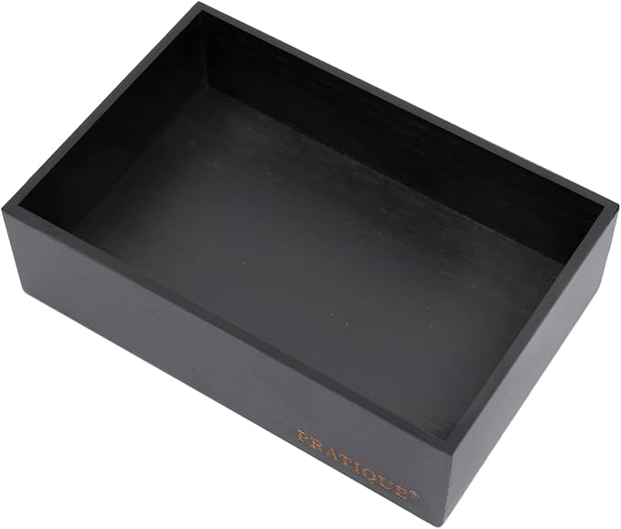 Bamboo Drawer Organizer - Kitchen Utensil Organizer Silverware Tray Cutlery Holder,Office Desk Supplies and Accessories,8.9 * 5.9 * 2.6inch,Black-NeatNest