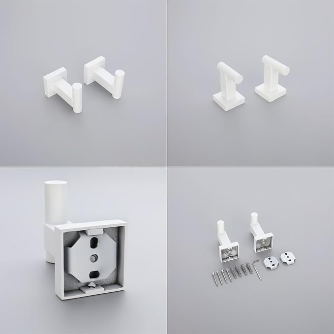 GERZWY Bathroom Hooks, Towel Robe/Coat Clothes Hook Stainless Steel Hanger Wall Hooks Heavy Duty for Bath Wall Mounted 2 Pack, White