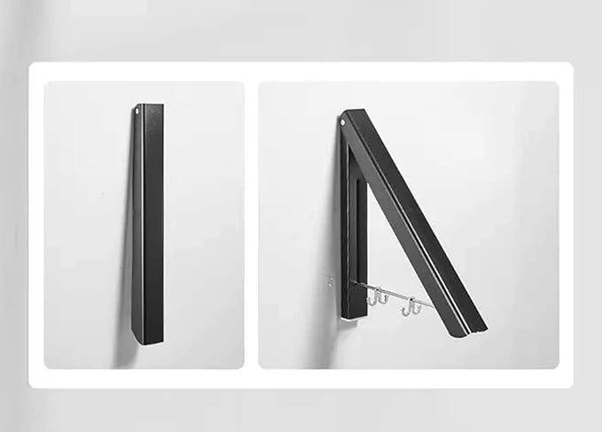 Black Retractable Clothes Rack - Wall Mounted Folding Collapsible Clothes Hanger Drying Rack for Laundry Room Closet Storage Organization, 2 Pack