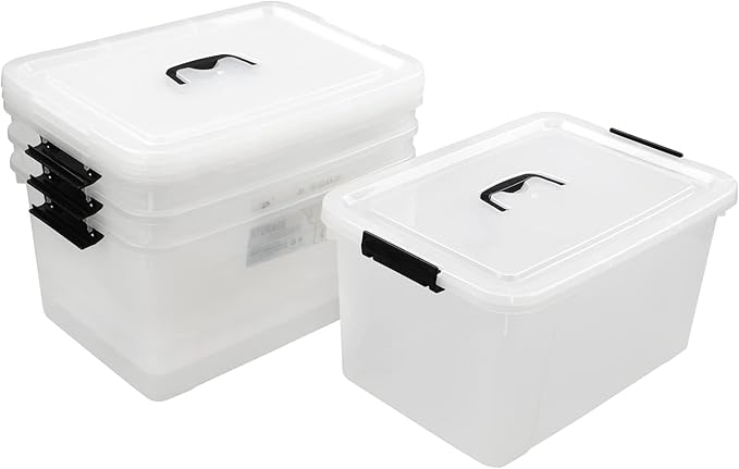 17.5 Quart Clear Storage Box, Plastic Storage Bins with Lids, 4-Pack