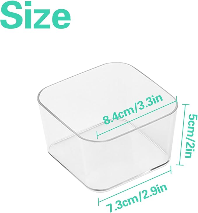 6pcs Clear Acrylic Storage Container, Desk Organizer Drawer Square Tray, Small Makeup Vanity Storage Bins Widely for Kitchen Cabinet, Tool, Office Desk, Gadgets, Pens, Paper Clips, No Lid-NeatNest