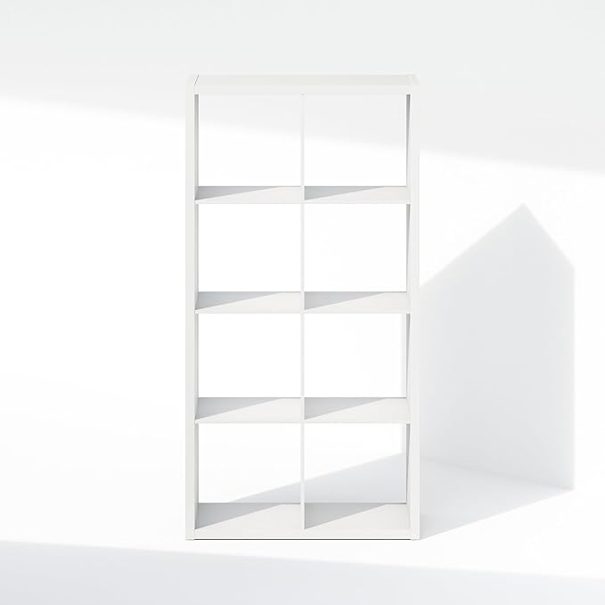 Furinno Cubic Open Back Multipurpose Clothing & Closet Storage Organizer Shelf, 8-Cube, White