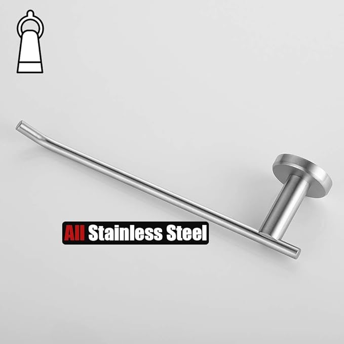 JQK Hand Towel Bar, Stainless Steel Towel Ring for Bathroom, 9 Inch Necklace Holder Brushed Finish Wall Mount Left Hand, TR101-BN