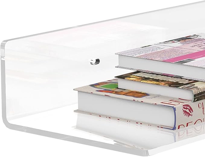 Acrylic Wall Shelves 36 24 12 Inches, Clear Floating Shelf for Wall, Wall Mounted Display Shelves for Plants, Radio, Funko Pop, Stuffed Animal, Books, Clock, Cosmetics, Toiletries-NeatNest