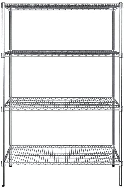 18" x 42" NSF Chrome 4-Shelf Kit with 64" Posts, Heavy Duty Storage Shelving, Wire Shelving Kit, NSF Commercial Storage Rack Unit