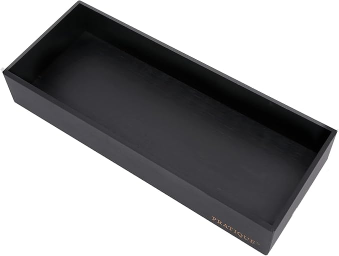 Bamboo Drawer Organizer - Kitchen Utensil Organizer Silverware Tray Cutlery Holder,Office Desk Supplies and Accessories,15 * 5.9 * 2.6,Black-NeatNest