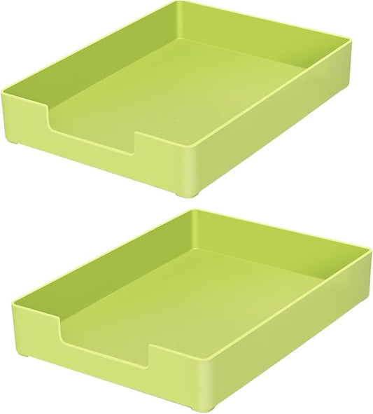 Desk Letter Tray, 2PCS A4 Size Plastic Stackable File Document Organizer, Office Desktop File Paper Holder, Book Storage Rack,Anti-Skid Stacking Support for Office Supplies (Green)-NeatNest