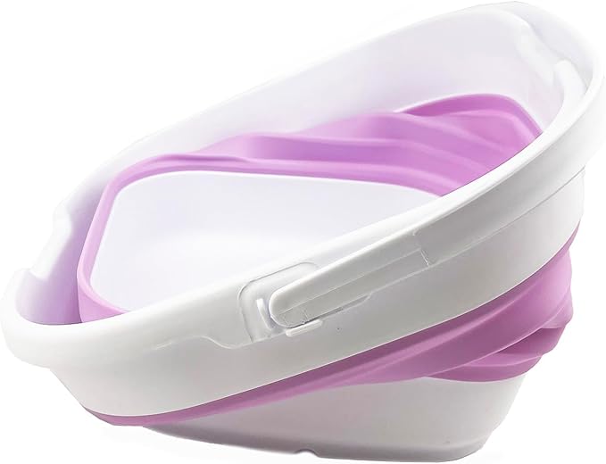 SAMMART 9.5L (2.5 Gallon) Collapsible Rectangular Handy Bucket (White/Pale Purple)-NeatNest