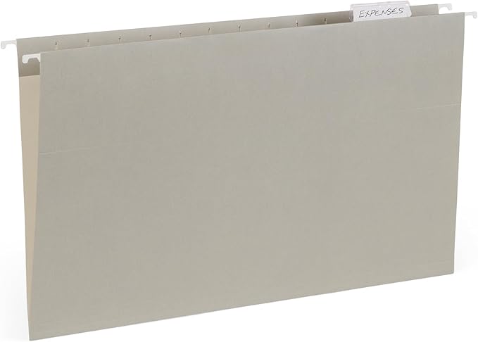 25 Blue Summit Supplies Colored Hanging File Folders Legal Size, Assorted Jewel Tone Colors, Legal Size Hanging File Folders for Filing Cabinet with Plastic Tabs and Inserts, Durable 11pt Paper