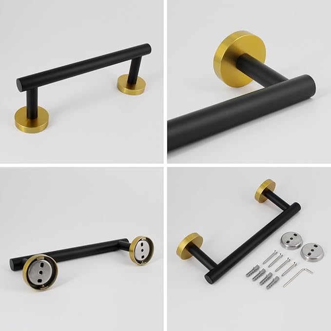 9-Inch Towel Bar SUS 304 Stainless Steel Towel Rack Wall Mounted Towel Rail Towel Rod for Bathroom Modern Style Black & Gold