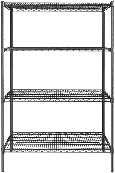24" x 42" NSF Black Epoxy 4-Shelf Kit with 64" Posts, Heavy Duty Storage Shelving, Wire Shelving Kit, NSF Commercial Storage Rack Unit