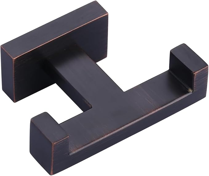 Double Bathroom Towel Hook for Wall Mounted - Oil Rubbed Bronze Modern Towel Holder - Heavy Duty Coat Robe Hooks for Wall - Stainless Steel Shower Towel Hanger