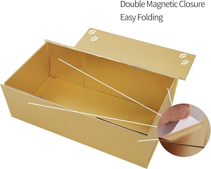 Gold Gift Boxes 12"x6"x4" with Magnetic Closure Lid Gift Boxes for Presents,Bridesmaid Gifts Box,Cute Box,Luxury for Gift Packaging, Magnetic Gift Box for Wrapping Gifts (Gold/5PCS)-NeatNest
