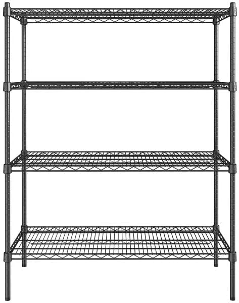 18" x 42" NSF Black Epoxy 4-Shelf Kit with 54" Posts, Heavy Duty Storage Shelving, Wire Shelving Kit, NSF Commercial Storage Rack Unit