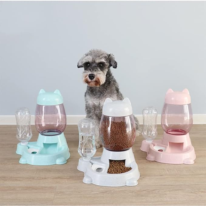 Automatic Cat & Dog Feeder Set - Self-Dispensing Food and Water Dispenser, Large Capacity (Green)-NeatNest