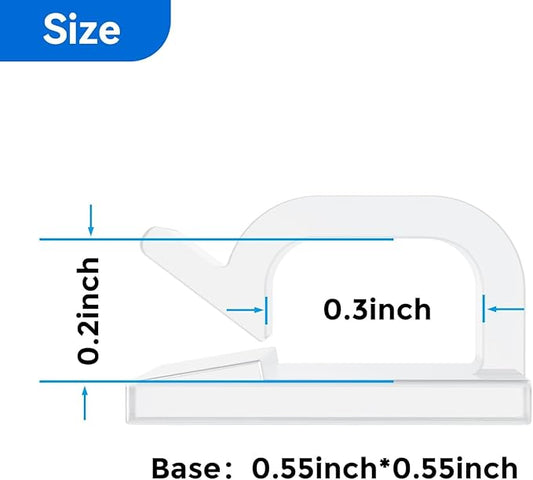 Cable Clips 50pcs with Strong Adhesive Tapes,Wire Holder Organizer Cord Management for Car, Office and Home (Clear-CC06(50PCS))-NeatNest