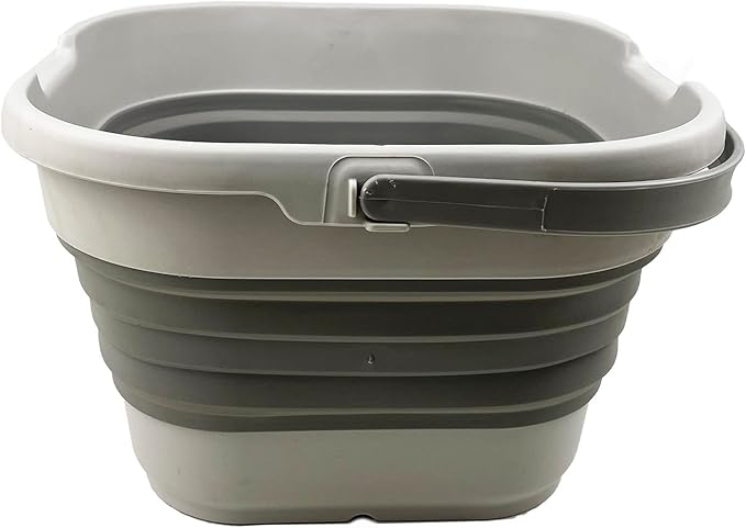 SAMMART 9.5L (2.5 Gallon) Collapsible Rectangular Handy Basket/Bucket (Grey)-NeatNest