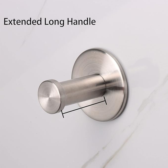 Bath Towel Hooks, 6 Pack Self Adhesive Coat Hooks, Sturdy No Drilling Robe Hook, SUS 304 Stainless Steel Heavy Duty, Wall Hooks for Bathroom Bedroom Kitchen (2 in, Brushed)